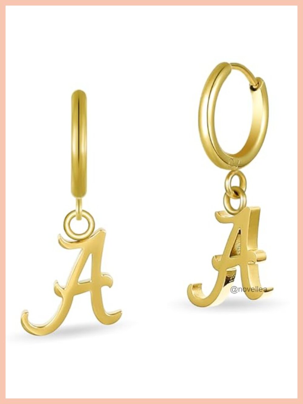 Alabama Hoop Earrings Stainless Steel 18K Gold Finish, Hypoallergenic